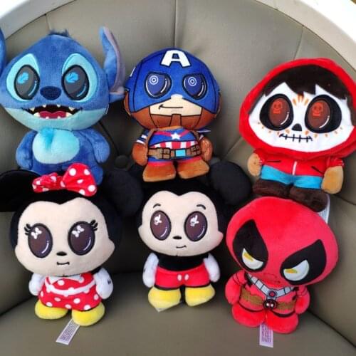 Disney Movie Series Cartoon Mickey Minnie Plush Toy Head Can Turn In A Circle Soft Stuffed Doll Kids Gift 12cm