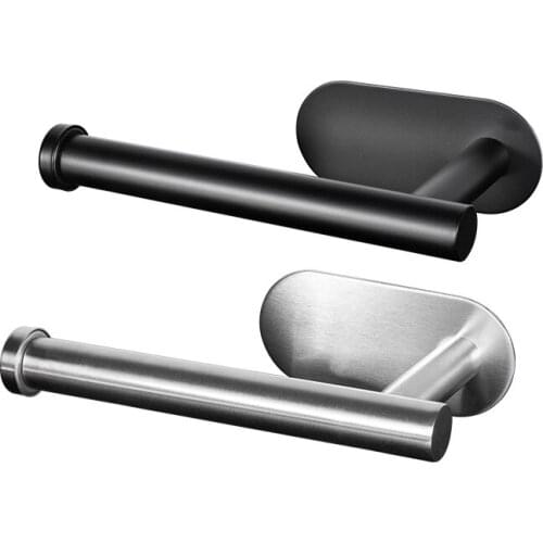 Toilet Wall Kitchen Bathroom Roll Paper Self Mount Stainless Steel Holders Black Chrome Kitchen Accessory Shelf Stand Organizer