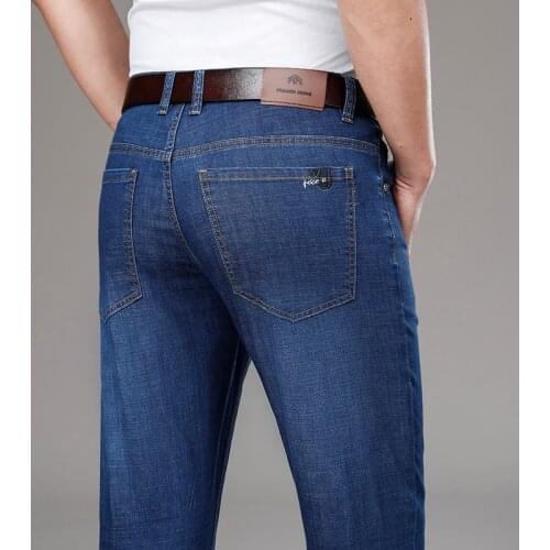 2021 Spring And Summer New MenS Thin Jeans Classic Fashion All-Match Loose Straight Stretch Denim Trousers Male Brand Pants