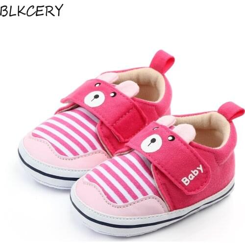 Newborn Baby Girl Shoes Cartoon Bear Cotton Baby Shoes First Walkers Comfort Casual Autumn/Spring for 0-6-12-18 Months