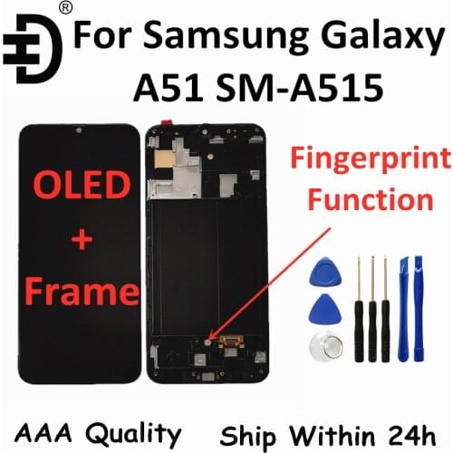 OLED LCD For Samsung Galaxy A51 LCD Display Touch Panel Digitizer Frame For Samsung A51 A515 SM-A515F LCD Screen Replacement