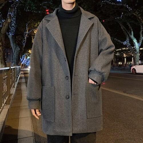 Men Winter Fall New Long Sleeve Thickened Lamb Warmth Coat Autumn Male Fashion Clause Loose Solid Mid-length Overcoat Streetwear