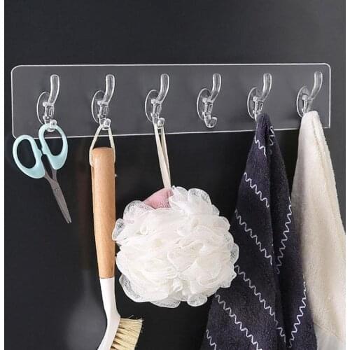 Transparent Wall Coat Hooks Home Kitchen Bathroom Wall Hat Clothes Bag Hanger Hook Seamless Towel Tableware Storage Rack Hook