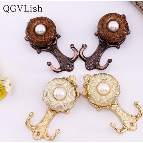 QGVLish 2Pcs Curtain Hooks Hat Coat Hanger Curtain Accessories Tieback Buckles Tassel Tower Brush Hooks Curtain Holdback Holder