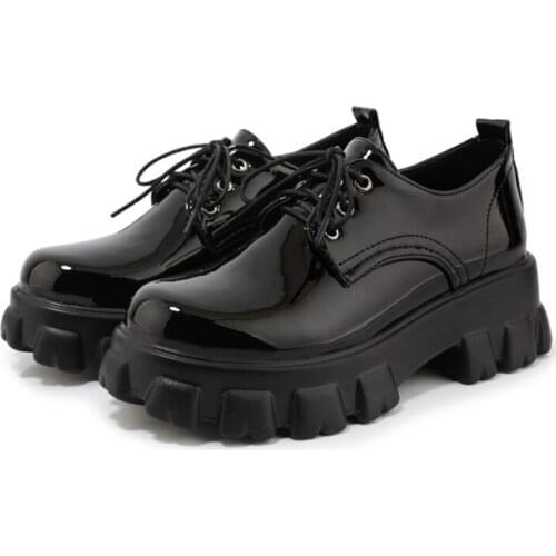 REAVE CAT Fashion 2021 Women Pumps Round Toe 6cm Thick Block Heels Lace-Up Patent Leather Stylish Big Size Casual Summer A4056