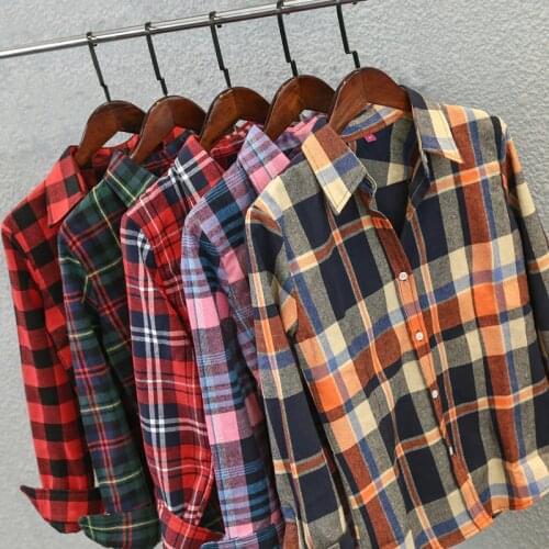 Kumeiya Autumn Plaid Shirt Female College Style Womens Blouses Long Sleeve Cotton Shirt Casual Blouses Ladies Tops Outwear
