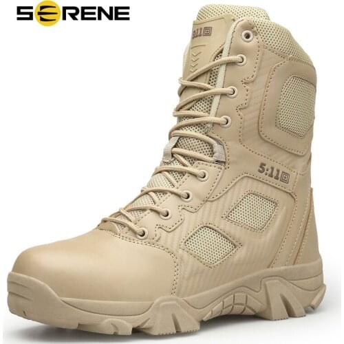 SERENE New Brand Mens Boots Big Size Military boot Chukka Ankle Bot Tactical Army Male Shoes Safety Combat Mens Motocycle Boots