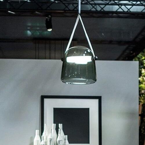 Nordic postmodern glass chandelier art leather bedside bedroom designer model room bar small Chandelier