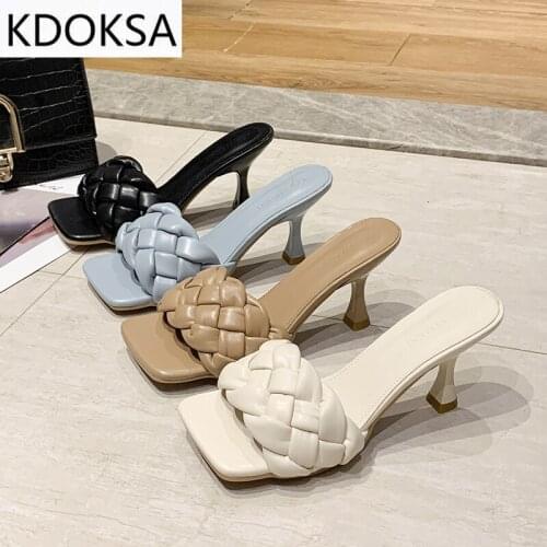 2021 New Women Brand Summer Slides High Quality Weave Open Toe Flat Casual Slipper Leisure Sandal Female Beach Flip Flops