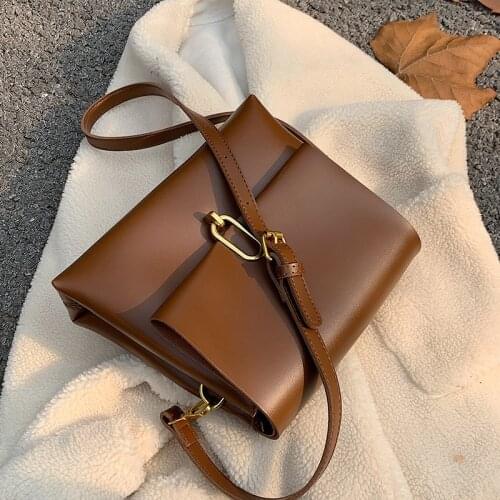 Simple Solid Color Vintage Brand Designer PU Leather Crossbody Bags for Women 2021 Luxury Shoulder Bag Lady Small Handbags