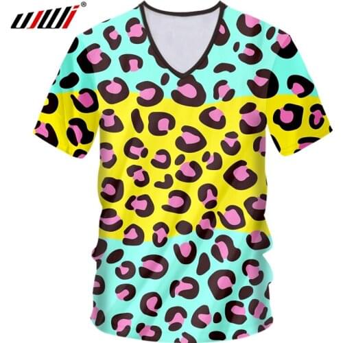 UJWI New Fashion Clothing Colorful Leopard T-shirts Harajuku Tops Tees Plus Size Casual Tshirt Men Funny Cool 3D Print Unisex