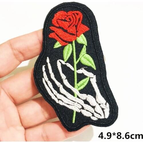 10Pcs/Set Punk Skull Heart Rose Flower Patches For Backpack Clothing Iron DIY Embroidery Patch Applique Parches Cool Stickers