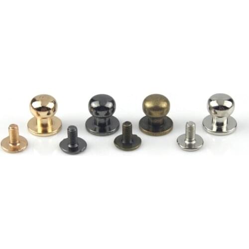 10pcs Sam Brown Browne Buttons Screwback Round Head Ball Post Studs Nail Rivets Leather Craft Hardware Accessories
