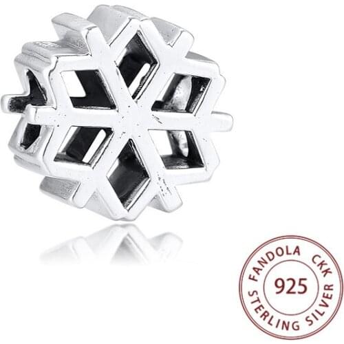 100% 925 Sterling Silver Polished Snowflake Charms Beads Fits Original Bracelet Charm Silver 925 Jewelry berloques kralen