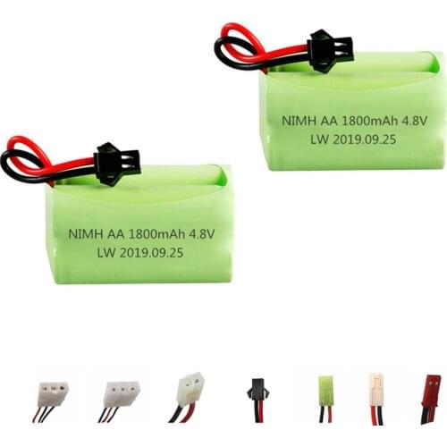1800mah 4.8v Rechargeable Battery For Rc toys Cars Boats Guns Tanks Robots nimh 4.8v Rechargeable Battery AA Battery Pack 2Pcs