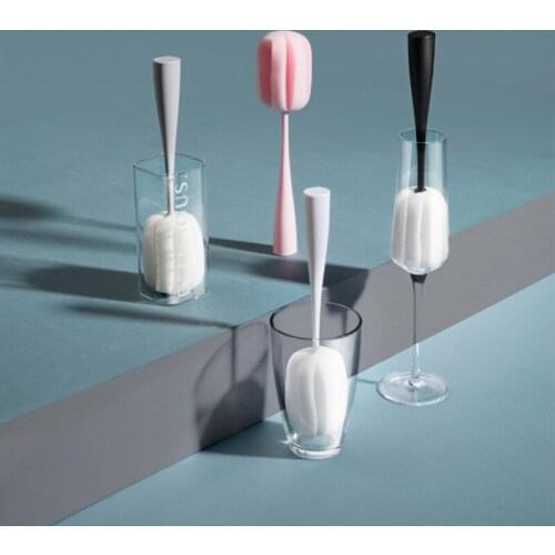 4 Color Sponge Cup Brush Vertical Glass Cleaning Brush Long Handle Bottle Sponge Brush Cup Teapot Washer Kitchen Cleaning Tool