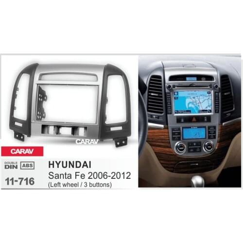 CARAV 11-716 Car Radio Fascia Panel for HYUNDAI Santa Fe 2006-2012 (with 3 buttons) Stereo Fascia Dash CD Trim Installation Kit