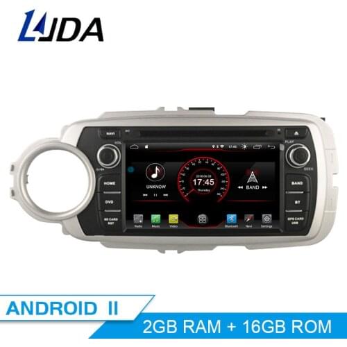 LJDA 2 Din Android 10.0 Car DVD Player For Toyota Yaris 2012-2017 Wifi GPS Radio 2G+16G Quad Cores Multimedia Stereo Mirror Link