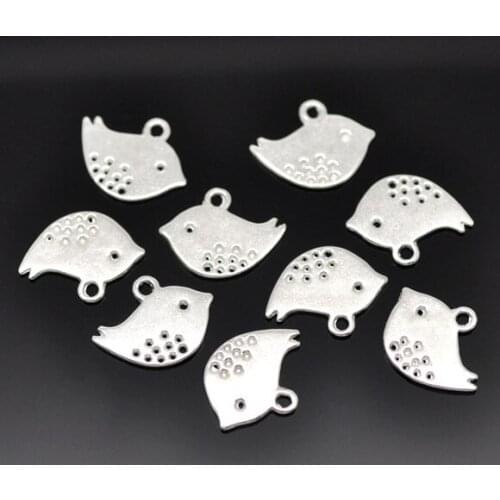 Free Shipping 250pcs Silver Plated Bird Charm Pendants 16x13mm Jewelry Findings Wholesale J0124F