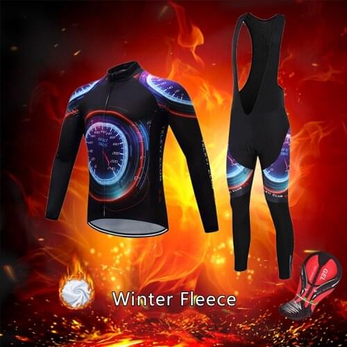 Free Shipping Mens Winter Thermal Fleece Cycling Jersey Set 2021 Bicycle Clothes BIB Suit Male Road Bike Clothing MTB Kit Dress