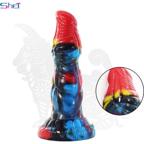 Shet Large Silicone Dildo Art Graffiti Anal Plug Sex Toys for Women Erotic Design Flirting Butt Plug Female Masturbator