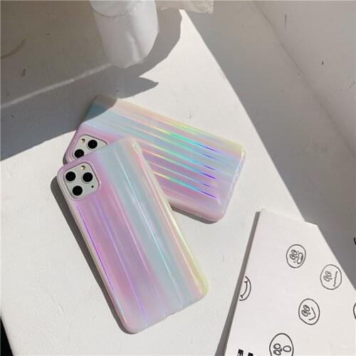 Luxury Laser Gradient Rainbow Aurora Phone Case For iPhone 11 12 Mini Pro MAX 7 8 Plus XR SE2020 Soft IMD Anti-Drop Back Cover
