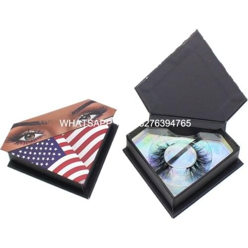 American Flag Diamond Lashes Case With Tray Private Label Diamond Lashes Box Custom High Quality Mink Eyelashes Supllier