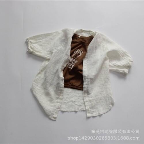 Childrens shirt hemp wrinkle coat girls clothes girl clothes toddler boy long sleeve shirt