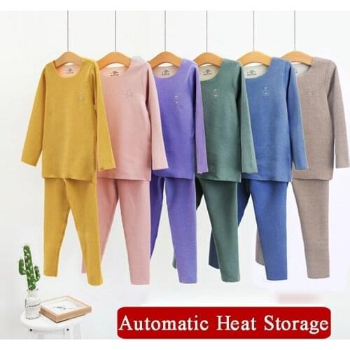 Kids Boys Girls Thermal Fleece Wear Suits 2 3 4 5 6 7 8 9 10 12Years Termo Top Clothes With Pants Winter Autumn Pajamas