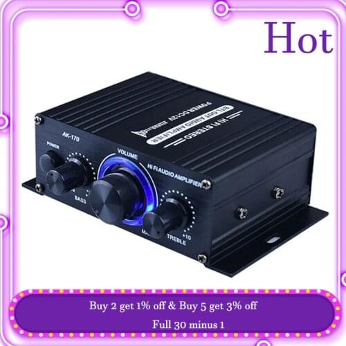 400W DC12V Dual Channel Mini HIFI AUX Power Amplifier for AK 170 with blue LED light Car Home Club Party Music