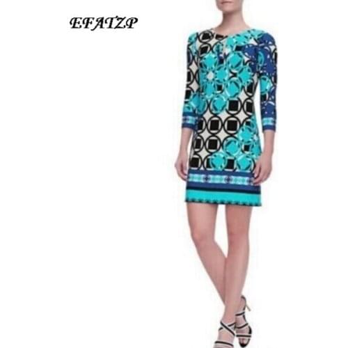 [EFATZP] New Fashion Designer Luxury Brands Womens Stunning Printed Stretch Jersey Silk XXL Dress