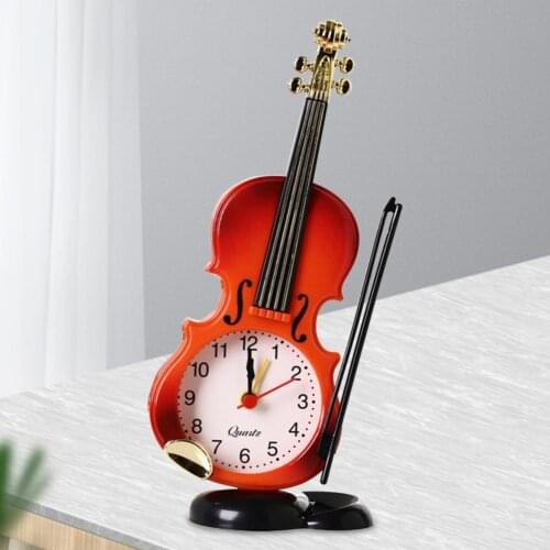 Eco-friendly Gift Instrument Modeling Violin Desktop Alarm Clock for Bedroom