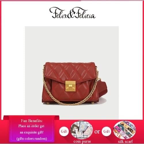 FELIX & FELICIA Fashion Women Shoulder Bags Brand Ladies Luxury Genuine Leather Crossbody Design Square Retro Flap Messenger Bag