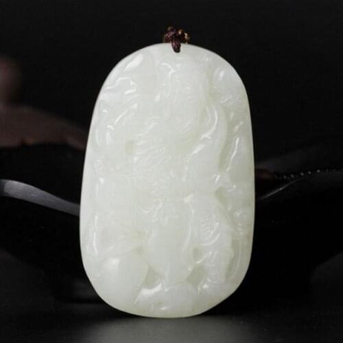 Hetian jade white jade Guan Yu Guan Yu pendant pieces of men and women with identification certificate