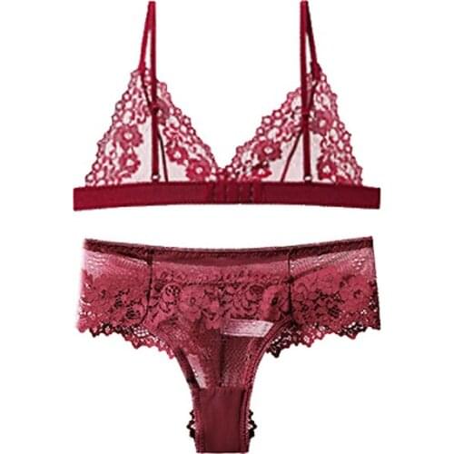 1 Set Woman Sexy Lingerie Lace Bra Thongs Set Woman Underwear Bralette Push Up Tube Tops Bras Panties Suit For Lady BANNIROU