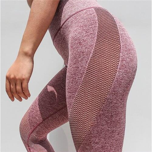 New Seamless Mesh Running Sport Tights Women Mention Hip Gym Yoga Capri Pants Tummy Control Fitness Athletic Leggings