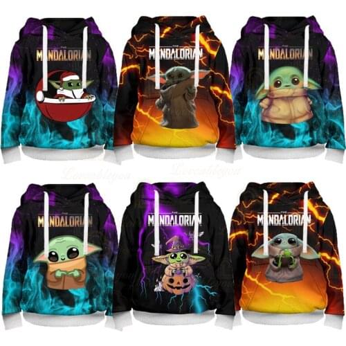 Hot Disney Movie Baby Yoda Boys Hoodies Sweatshirt for Teen Girl Clothes Sweatshirts Hip Hop Streetwer Kids 100-160 Pullovers