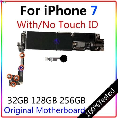 Original For Iphone 7 Motherboard with /no Touch Id Unlocked for IPhone 7 Logic Board Clean ICoud with IOS System Full Chips MB