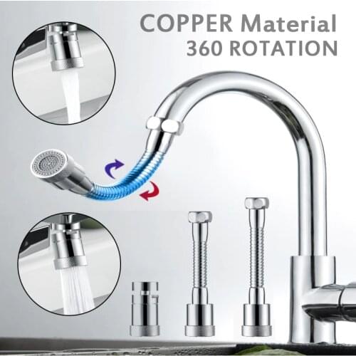 Copper Splash Proof Faucet Aerator 360 Degree Universal Bubbler Extender Kitchen Accessory Faucet Extension Bathroom Hardware