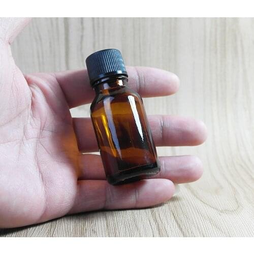 20ml Mini Amber Glass Essential Oil Bottle Orifice Reducer& cap Brwon Glass Vials Refillable Bottle Wholesale Screw cap