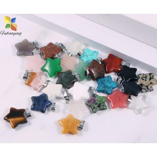 2021 Trendy Natural Crystal Stone Star Pendants Necklace Gift Wholesale 25pcs Lot Free Shipping For Jewelry Making