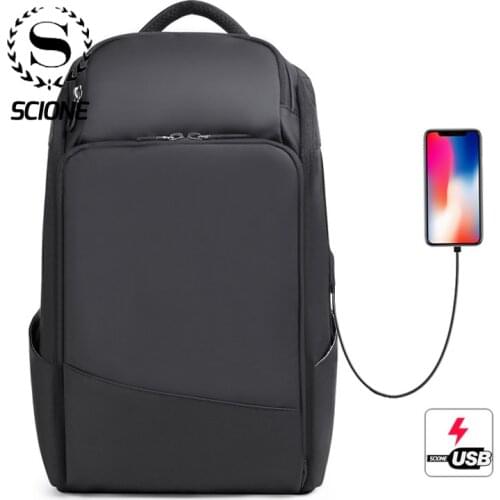 Fashion Business Solid Backpack for Men Male Boys Travel USB 3.0 Charging Large Capacity Waterproof Laptop Bags Rucksack mochila