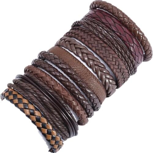 Handmade Trendy Boho Leather Bracelet Weave Wrap Homme Men Bracelets for Women Jewelry Pulsera Hombre Erkek Bileklik Bijoux 2019