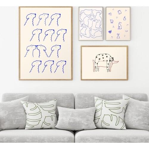 Nursery Funny Cute Animal Dog Duck Wall Art Canvas Painting Nordic Posters and Prints Wall Pictures for Living Kids Home Decor