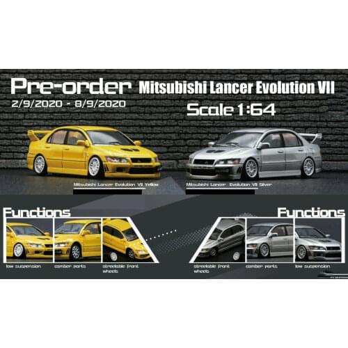 New 1/64 Scale Miniature Car MitsuBbishi LancerR Evolution +wheels VII Light Hand Drive by BM Creations JUNIOR Diecast toys