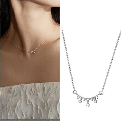 Top Quality Crystal Crown Necklace For Bride Wedding Accessories Trend Silver Plated Necklace Girls Choker Jewelry Shining