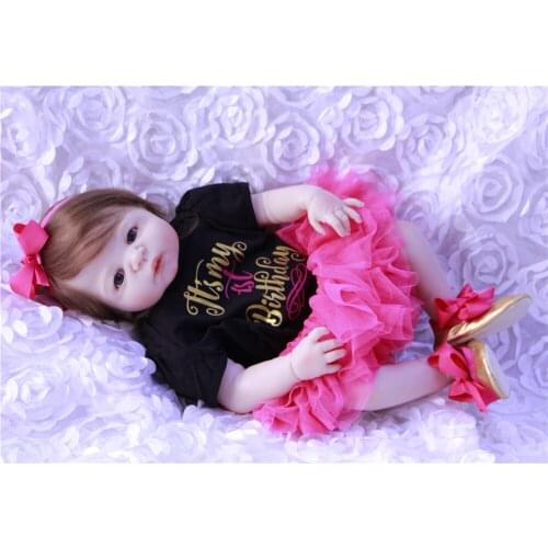 Full silicone dolls reborn 23" bebe girl reborn bonecas lovely victoria princess newborn toddler doll children gift toy