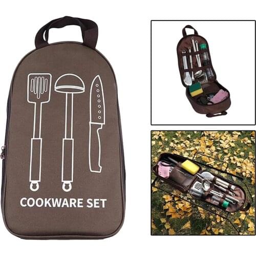Outdoor Portable Picnic Cookware Storage Bag Multifunction Hike Camping Barbecue Kitchenware Storage Bag With handle