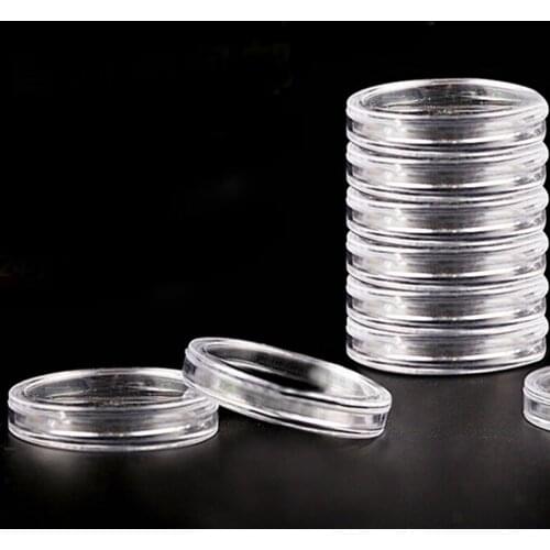 10X 25mm Clear Round Boxed Lighthouse Coin Holder plastic Capsules Coin Box Display Cases