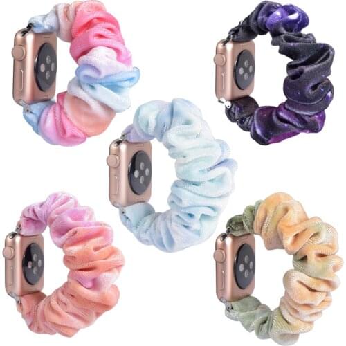 Scrunchie Elastic Women Watch Band for Apple Watch Band 38/40 MM 42/44 MM Christmas Gift Bracelet Printed Fabric Velvet Straps